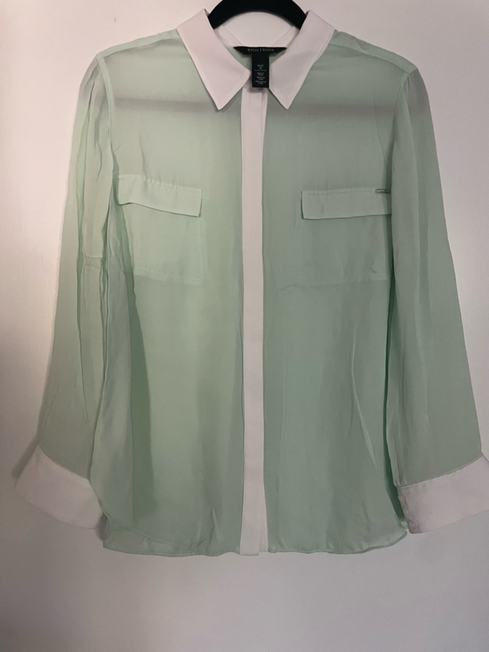 WHBM Silk Button Up Preppy Blouse - Size 14